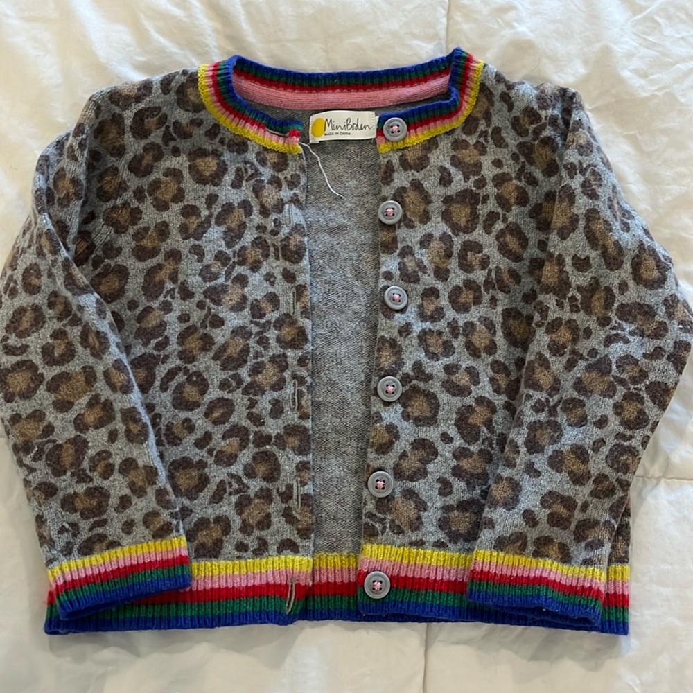 Boden cheetah and rainbow sweater